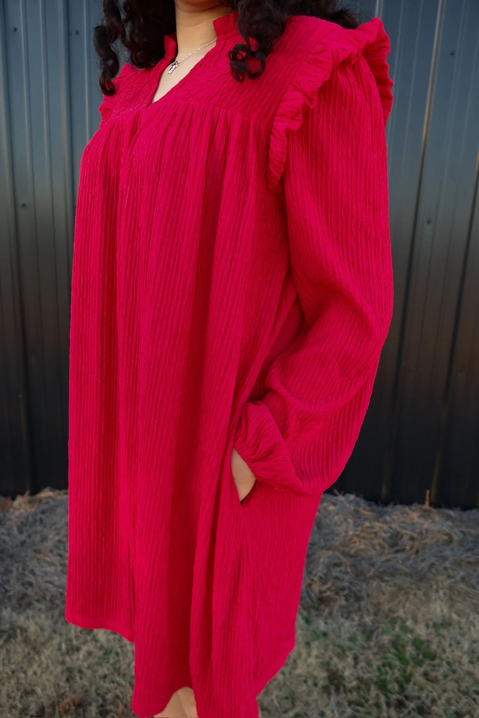 Rose Red Ruffled Dress