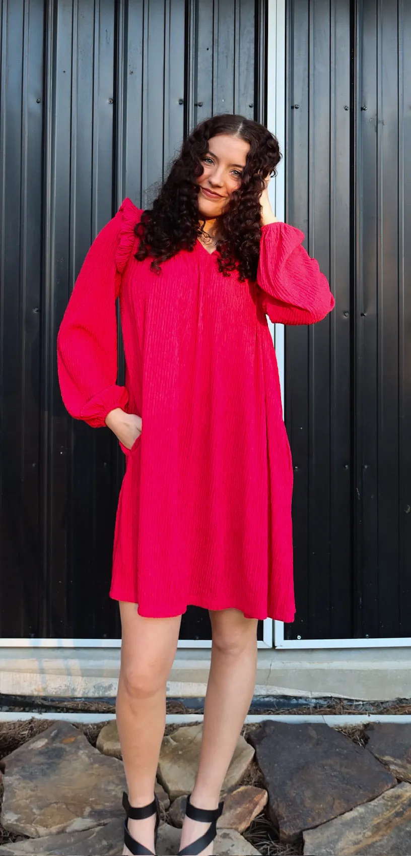 Rose Red Ruffled Dress