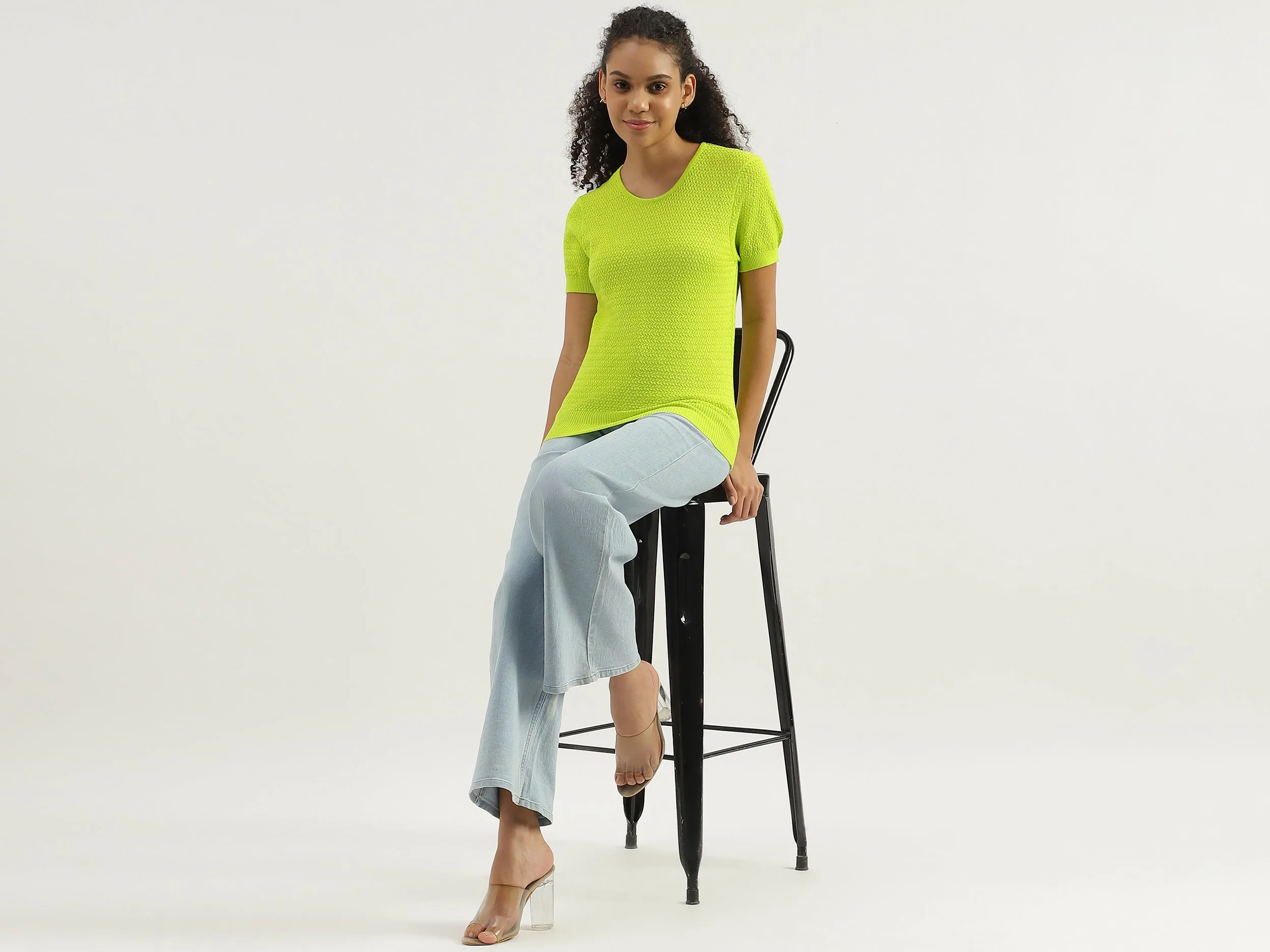 Round Neck Textured Top