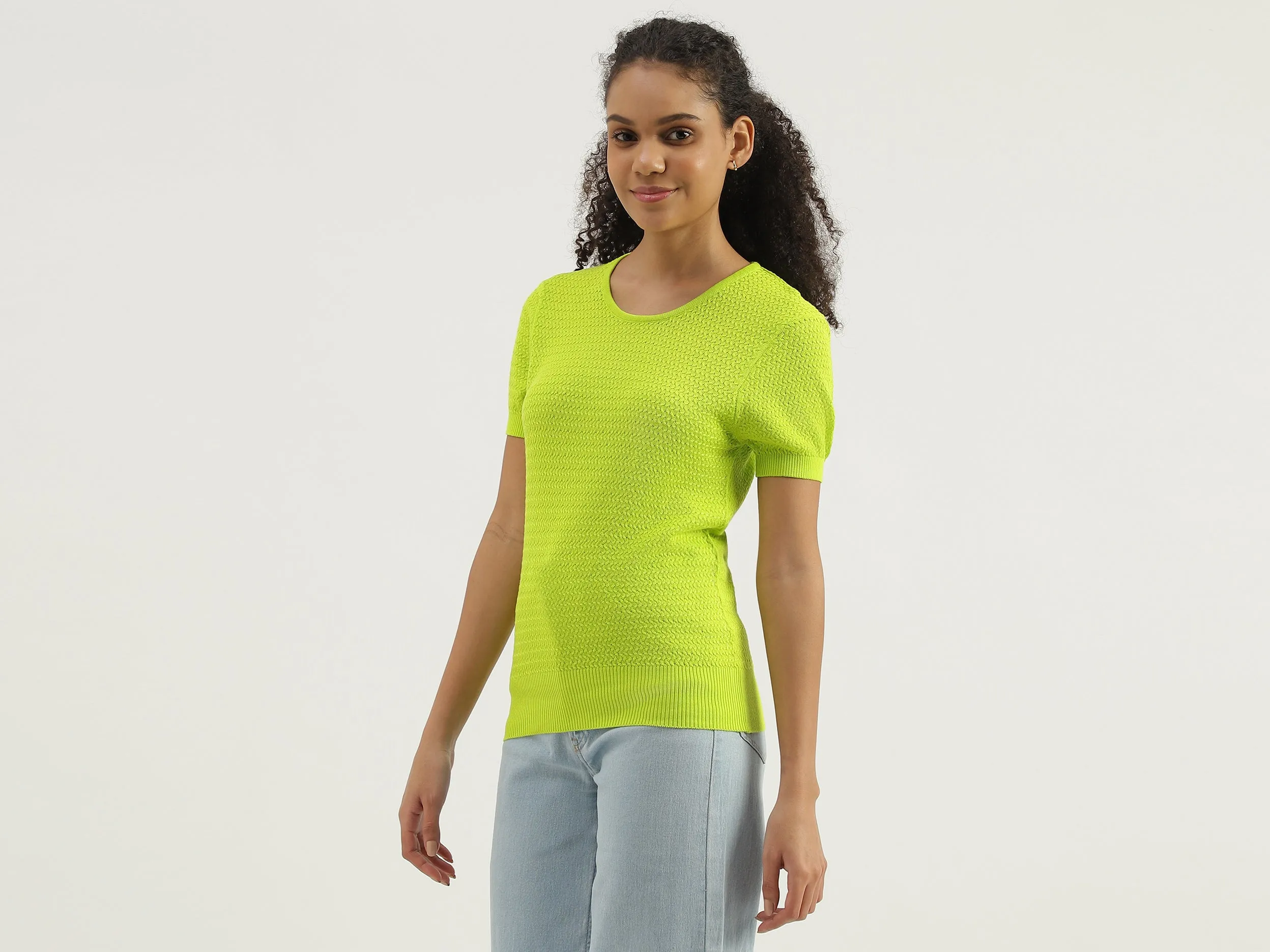 Round Neck Textured Top