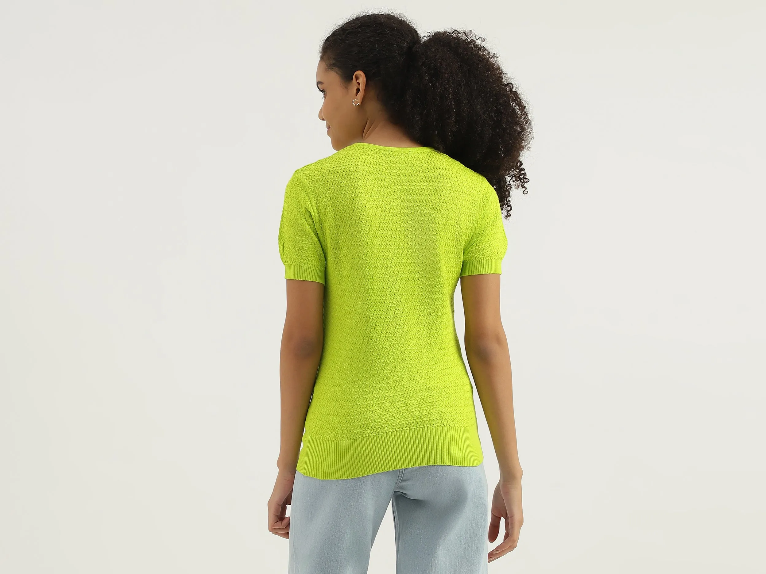 Round Neck Textured Top