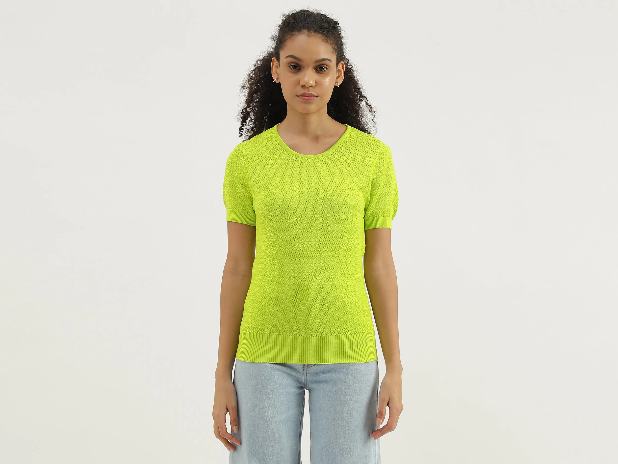 Round Neck Textured Top