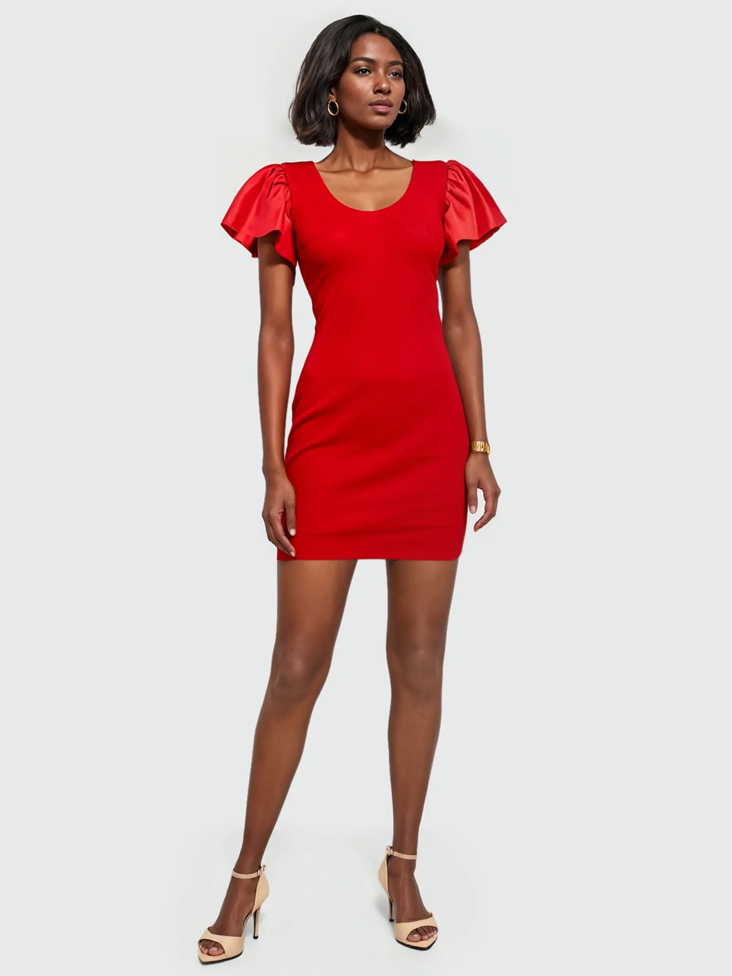Ruffle Sleeve Bodycon Mini Dress