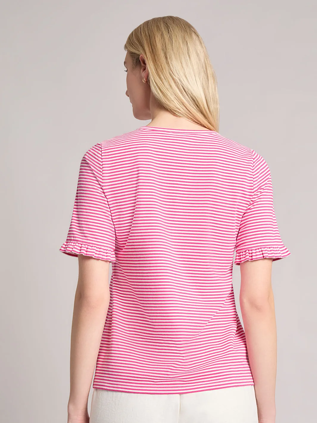 Ruffle Sleeve Stripe Top