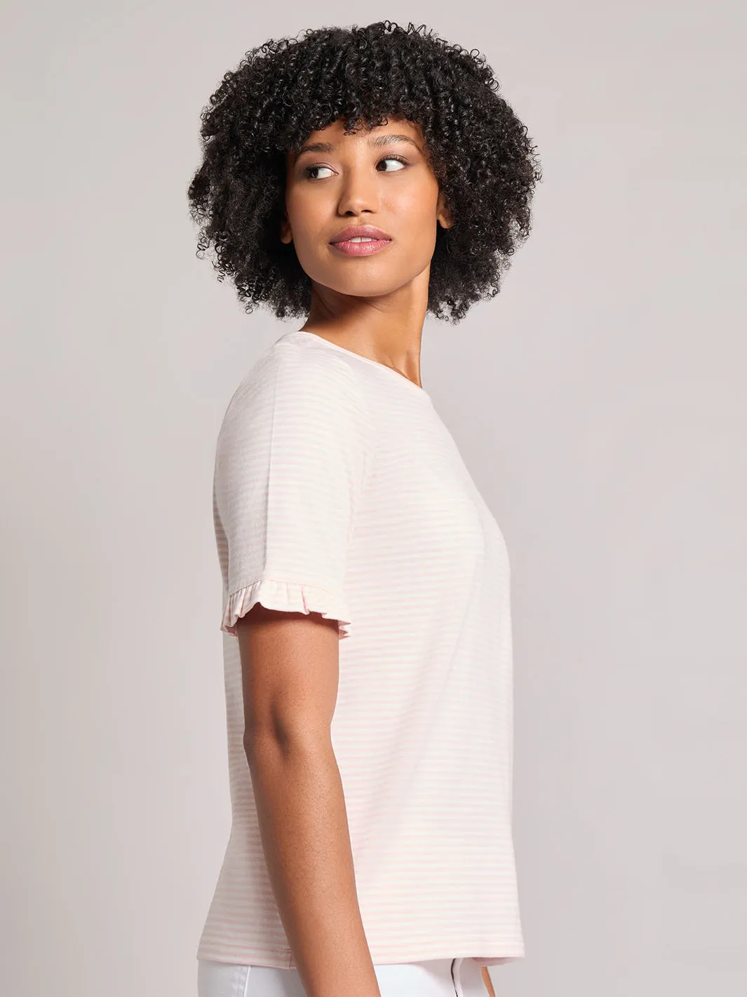 Ruffle Sleeve Stripe Top