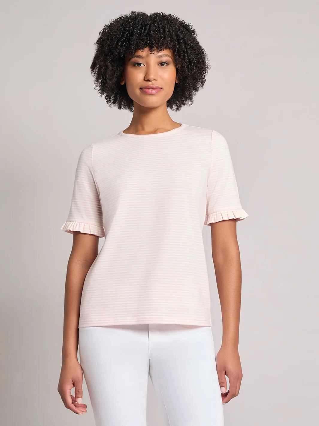 Ruffle Sleeve Stripe Top