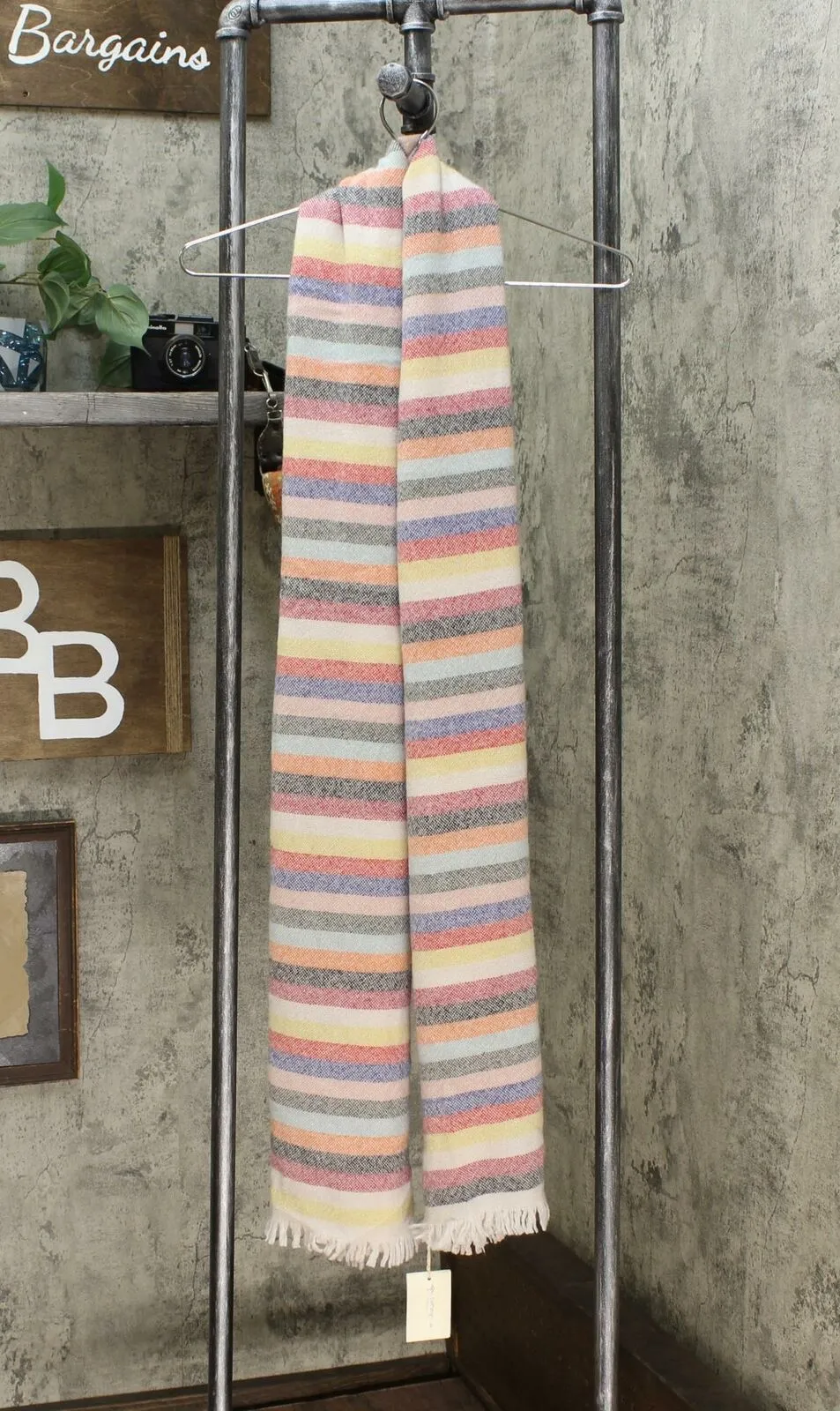 San Patrignano Women's Wool Cashmere Multi Stripe Oblong Scarf