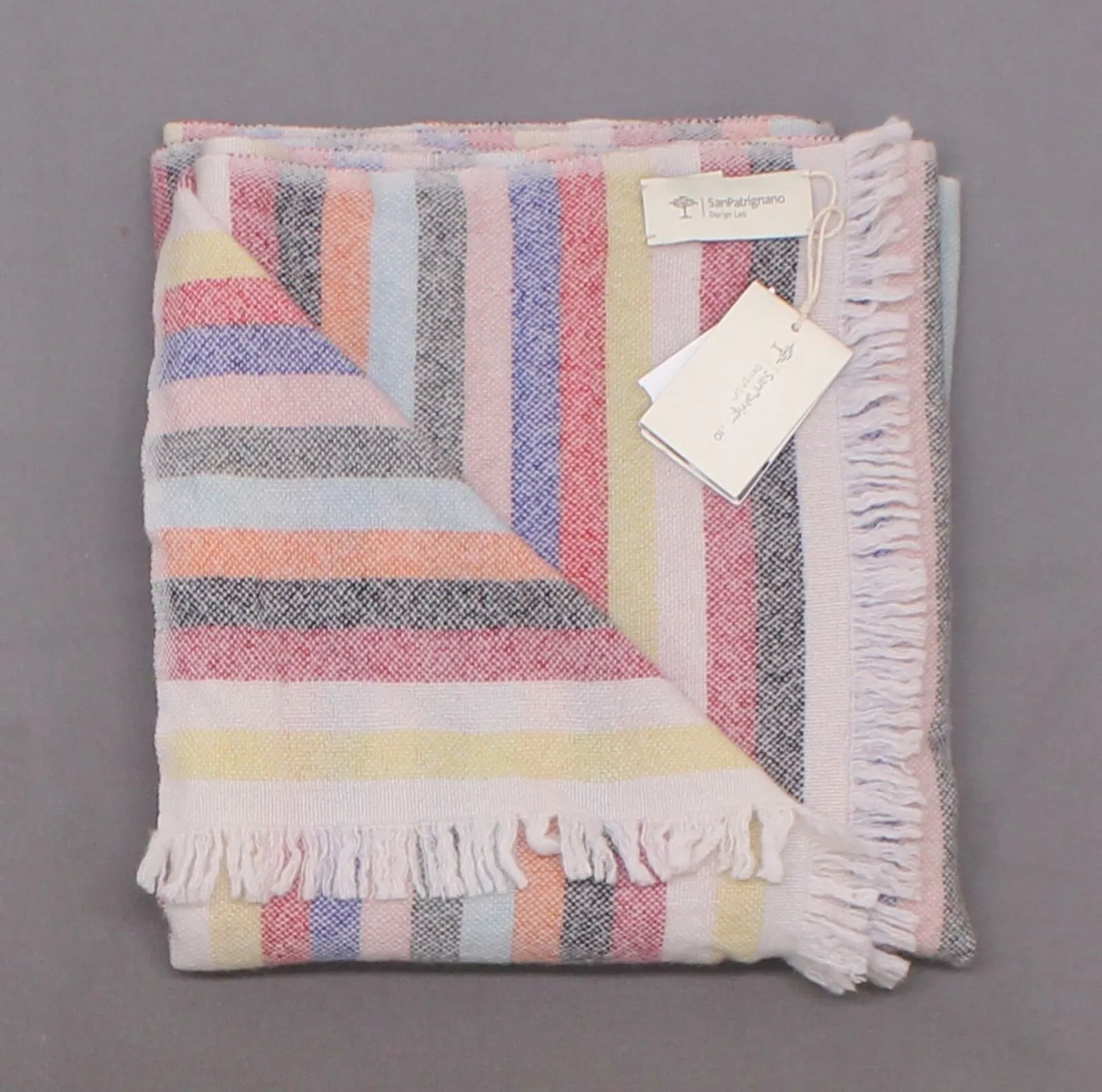 San Patrignano Women's Wool Cashmere Multi Stripe Oblong Scarf