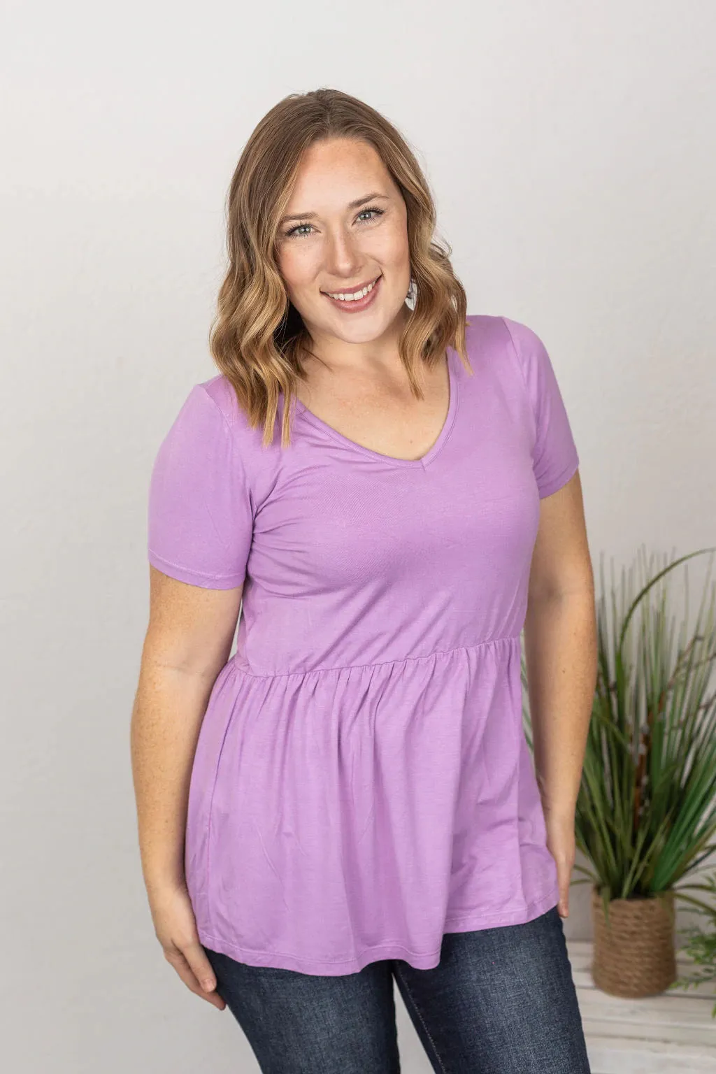 Sarah Babydoll Top in Lavender