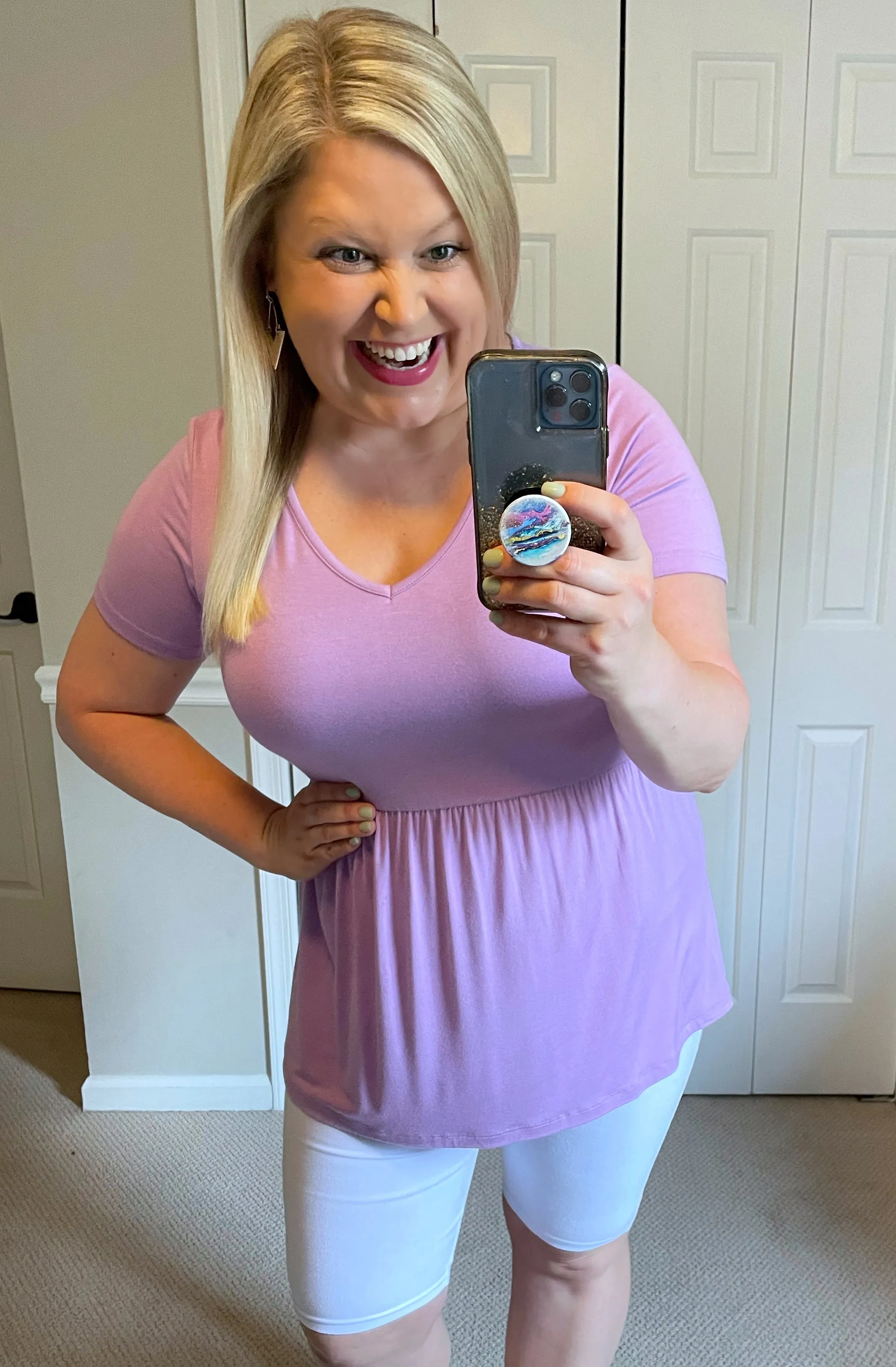 Sarah Babydoll Top in Lavender
