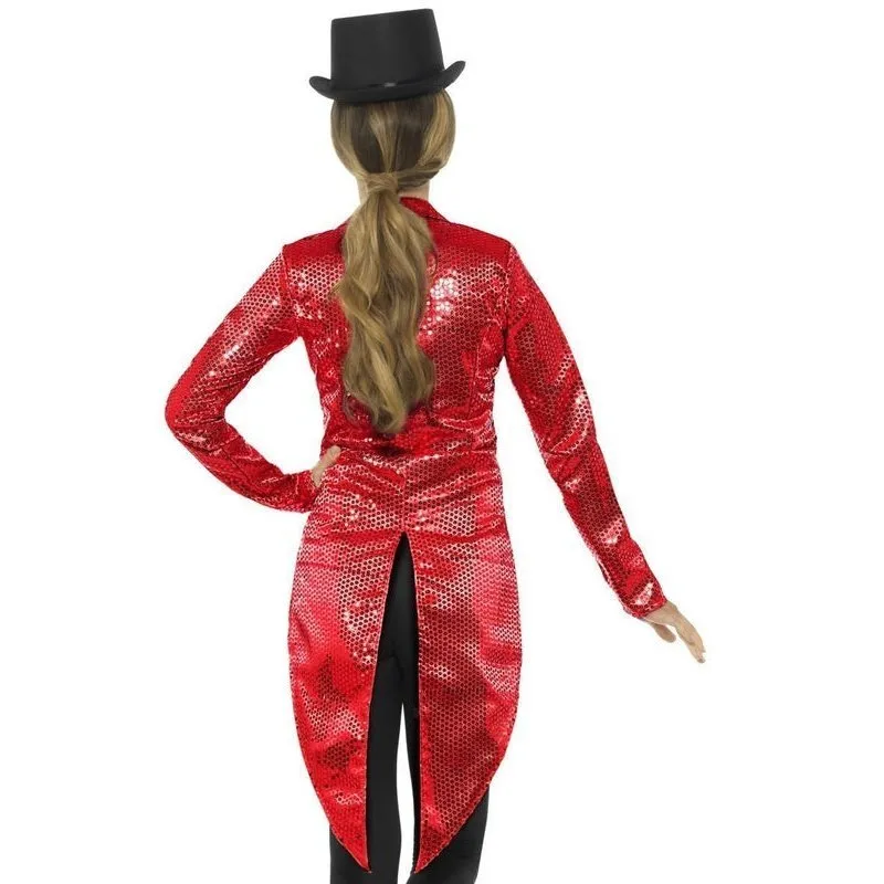 Sequin Tailcoat Jacket, Ladies, Red