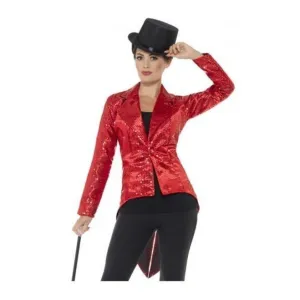 Sequin Tailcoat Jacket, Ladies, Red