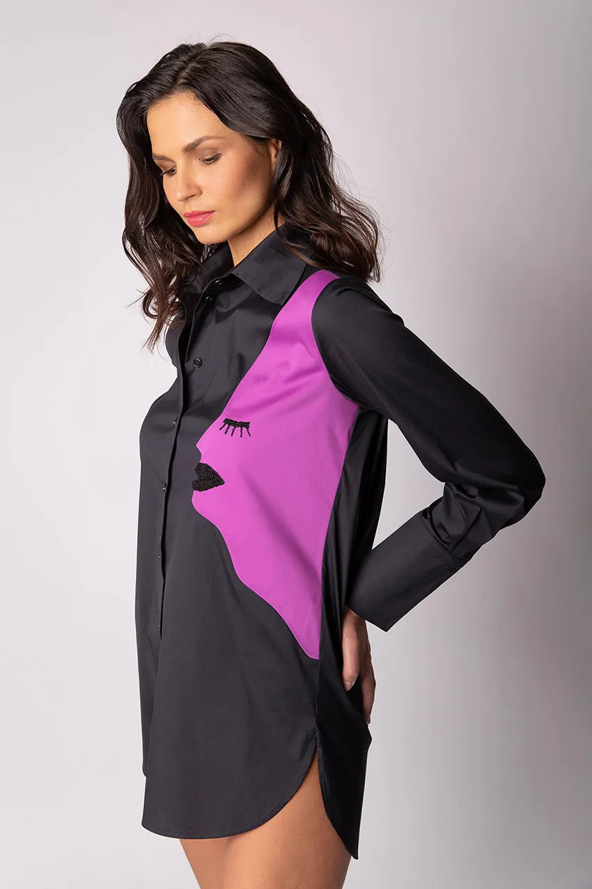 Shirt with Face Applique