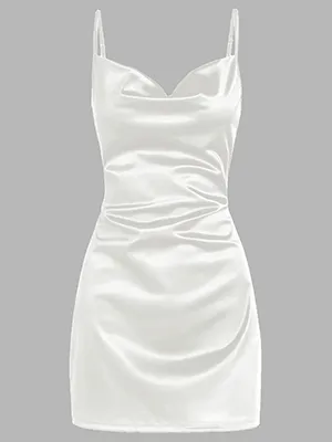 Side Slit Satin Sexy Short Homecoming Dress