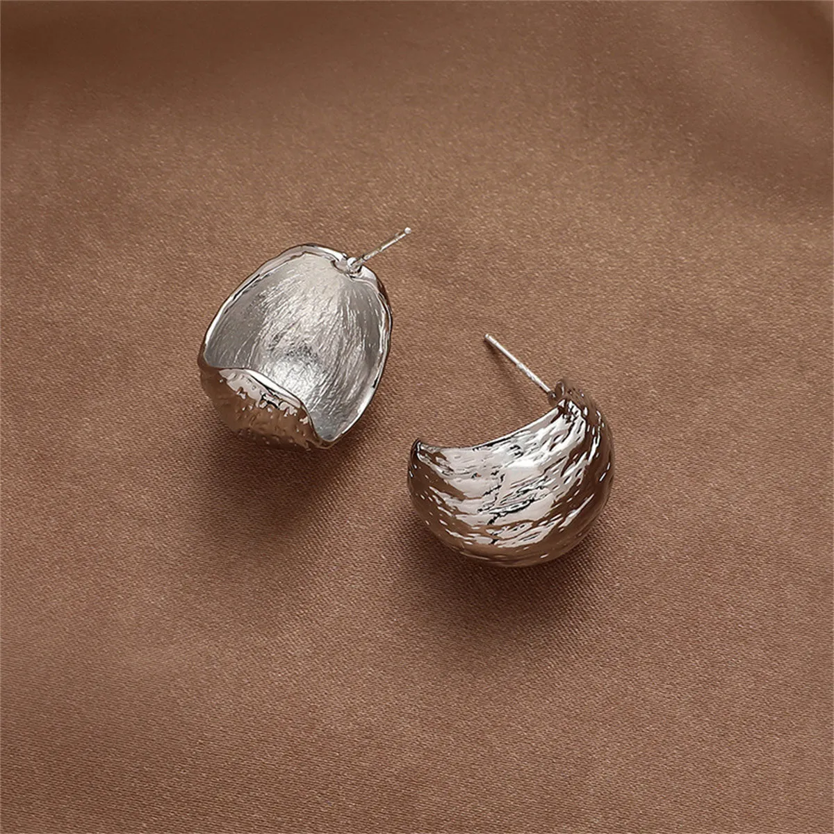 Silver-Plated C-Shape Huggie Earrings