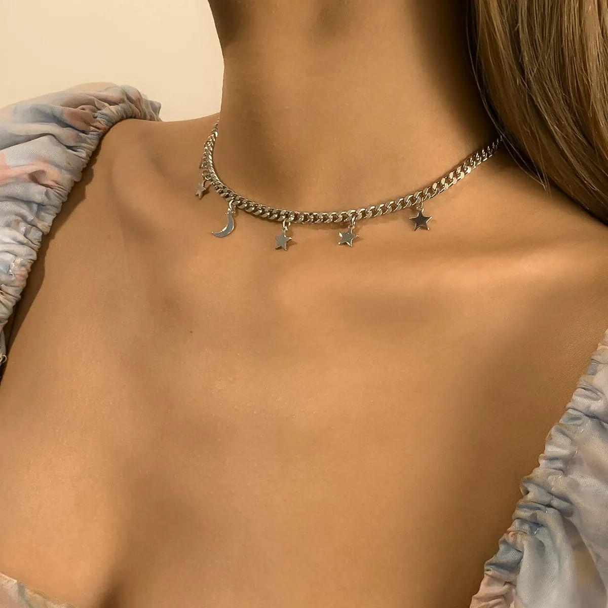 Silver-Plated Celestial Station Choker Necklace