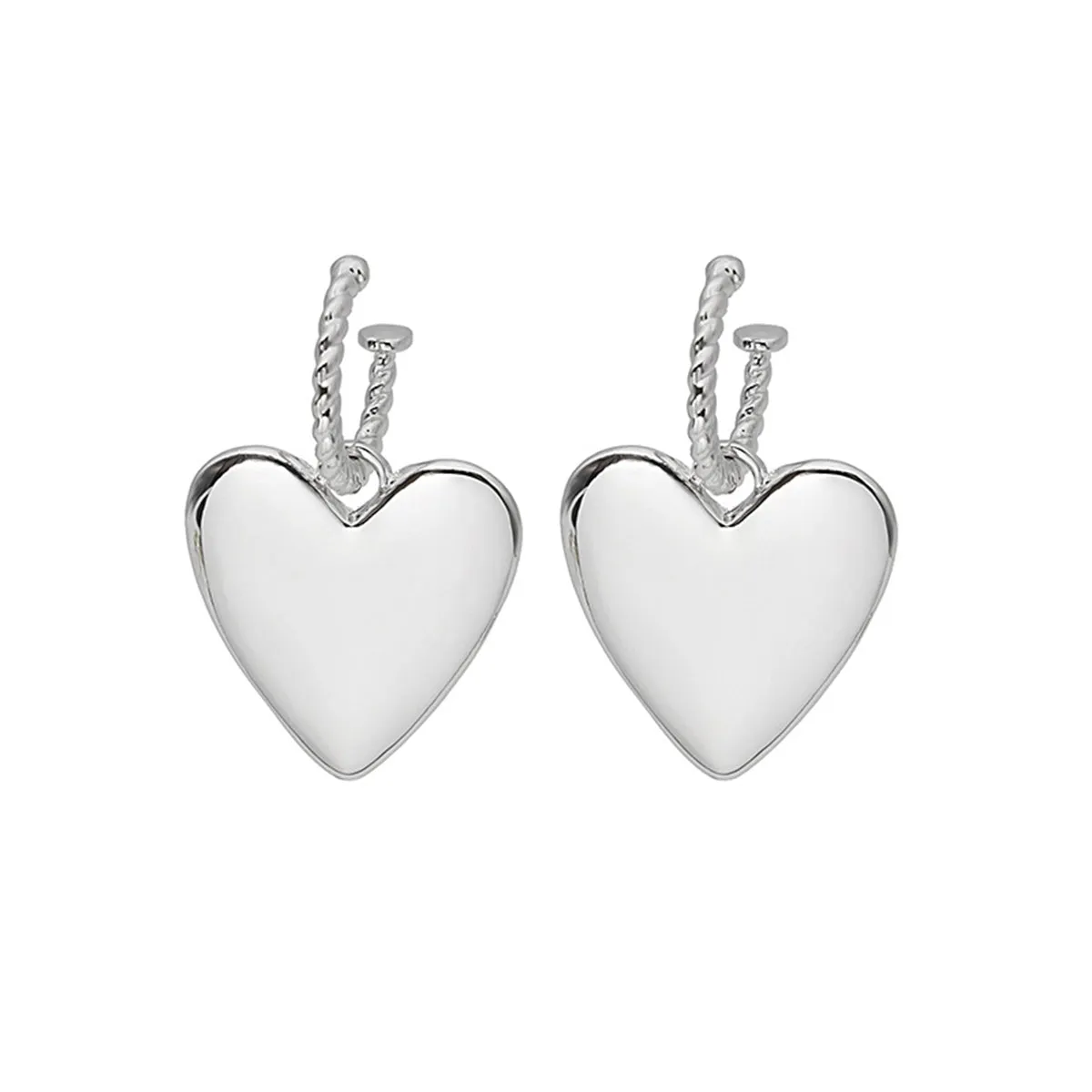 Silver-Plated Heart Huggie Earrings
