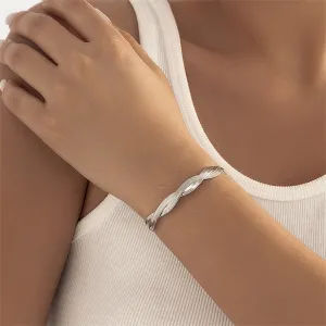 Silver-Plated Herringbone Chain Bracelet