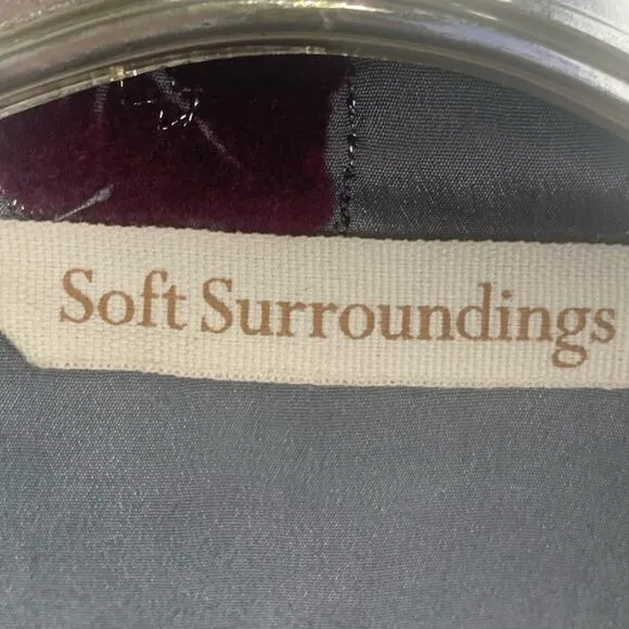 Soft Surroundings Jacket Blazer Gray Purple Floral Embroidery Grandeur Size PS