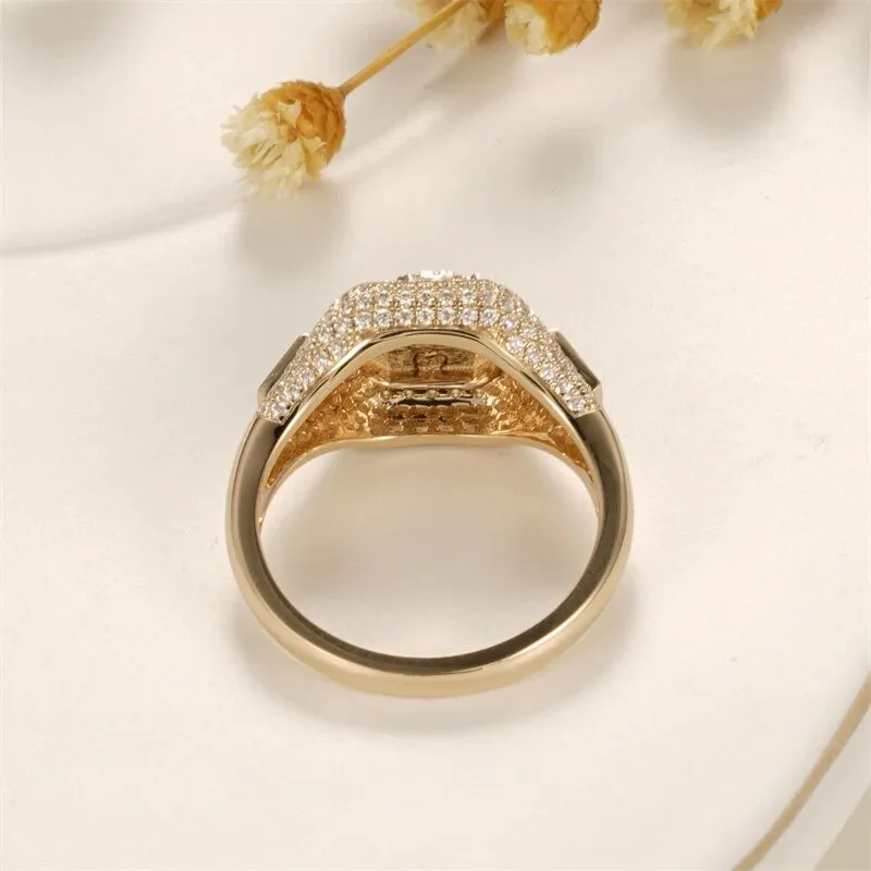 Solid 14k Yellow Gold C Letter Diamond Women's Engagement Ring