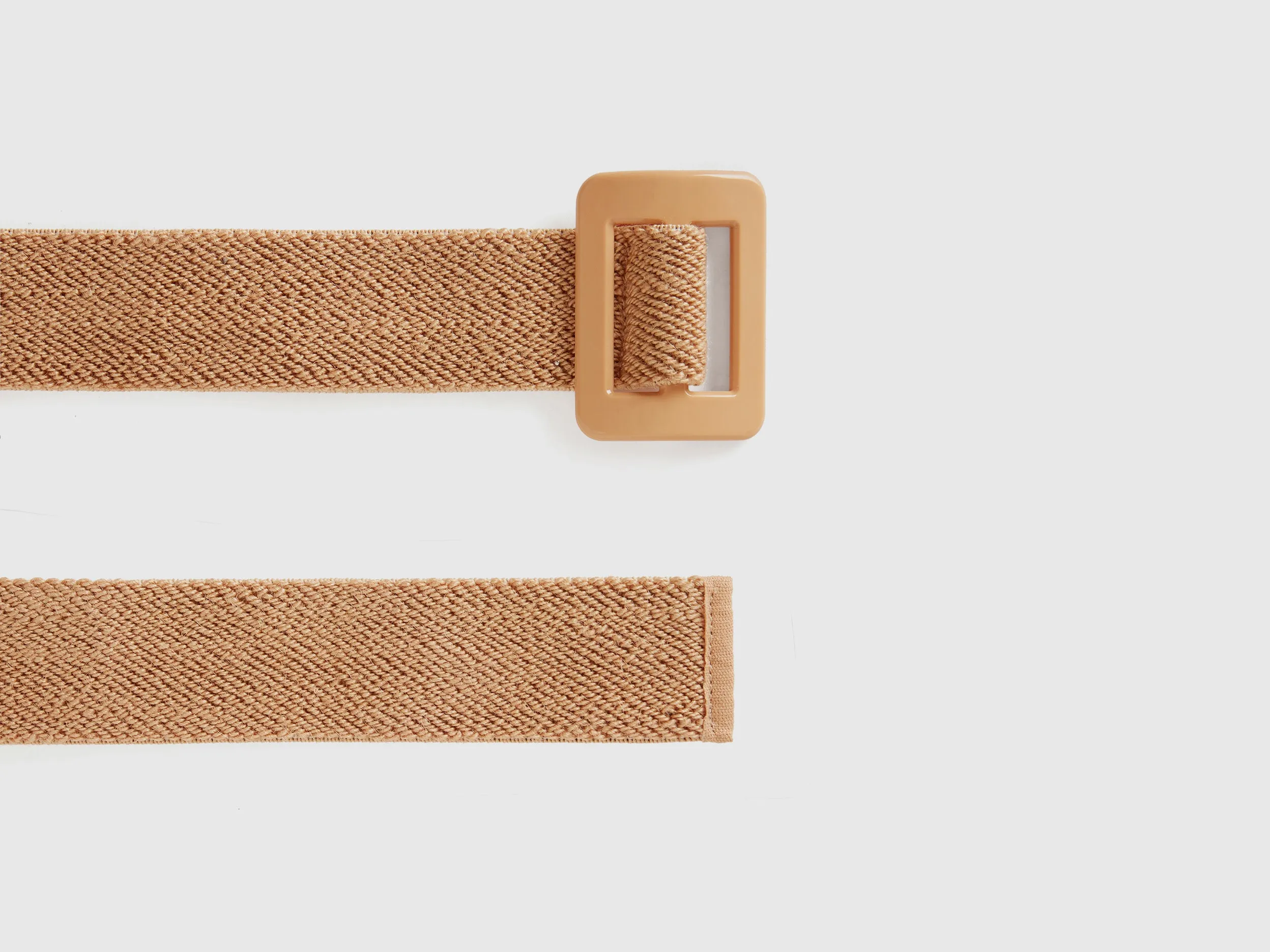 Solid Jute Blend Rectangular Buckle Belt