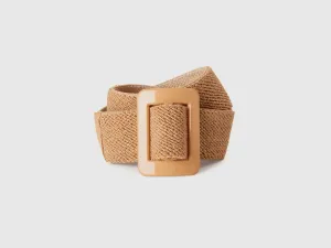 Solid Jute Blend Rectangular Buckle Belt