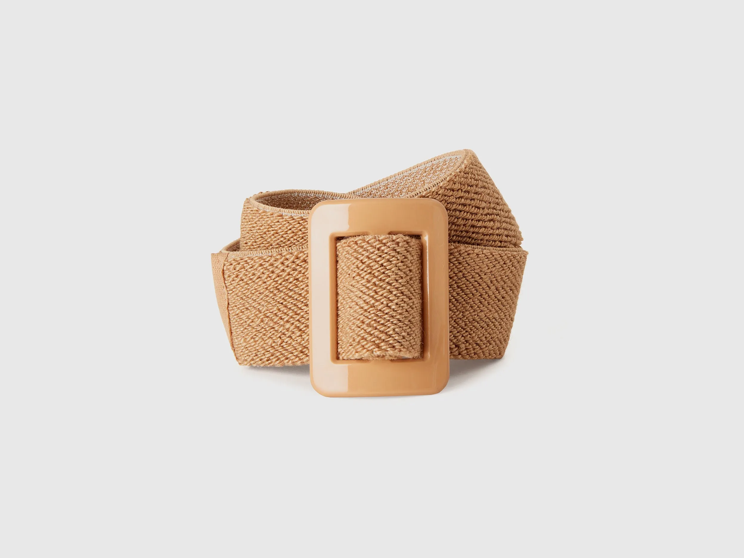 Solid Jute Blend Rectangular Buckle Belt