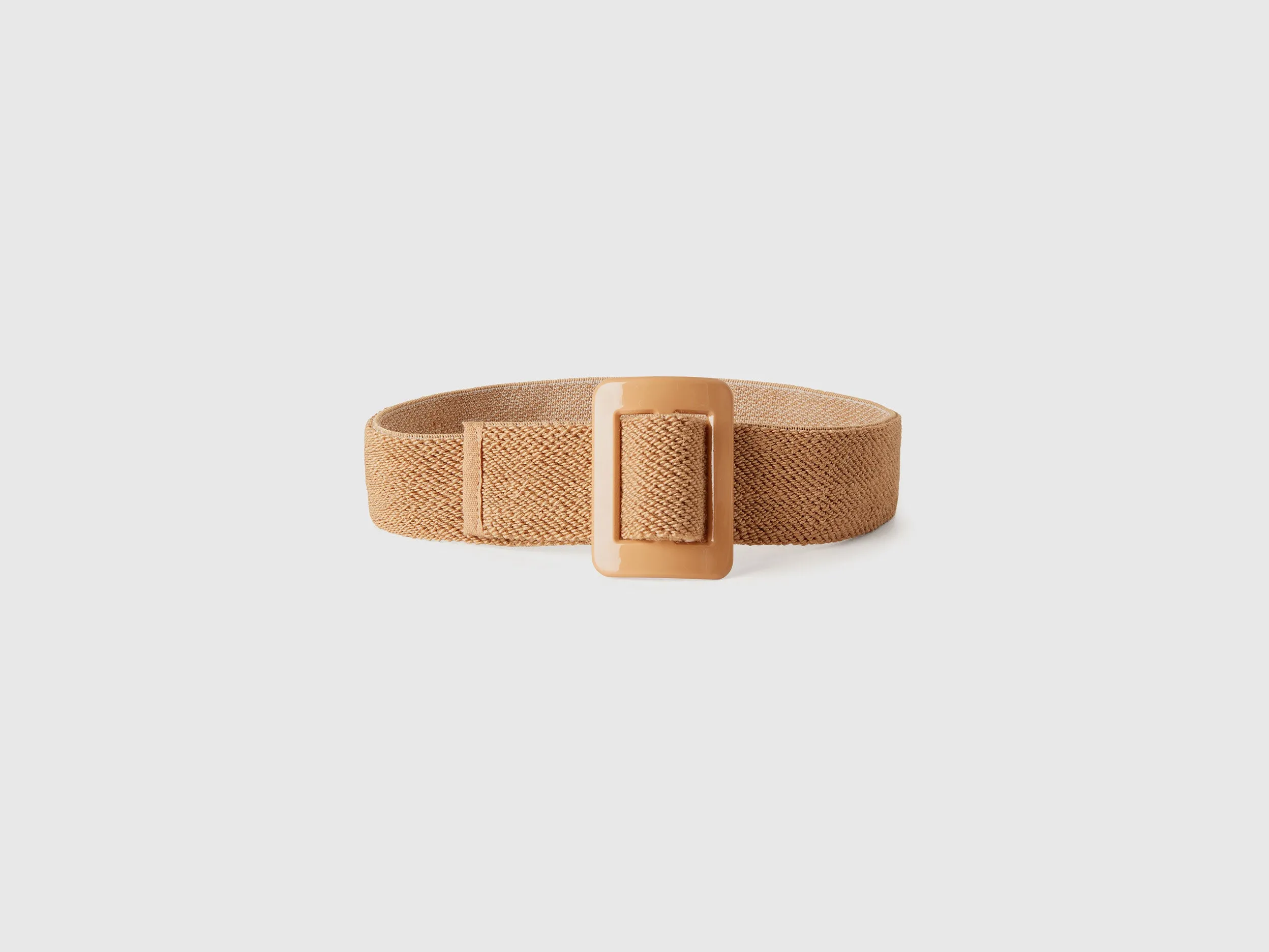 Solid Jute Blend Rectangular Buckle Belt