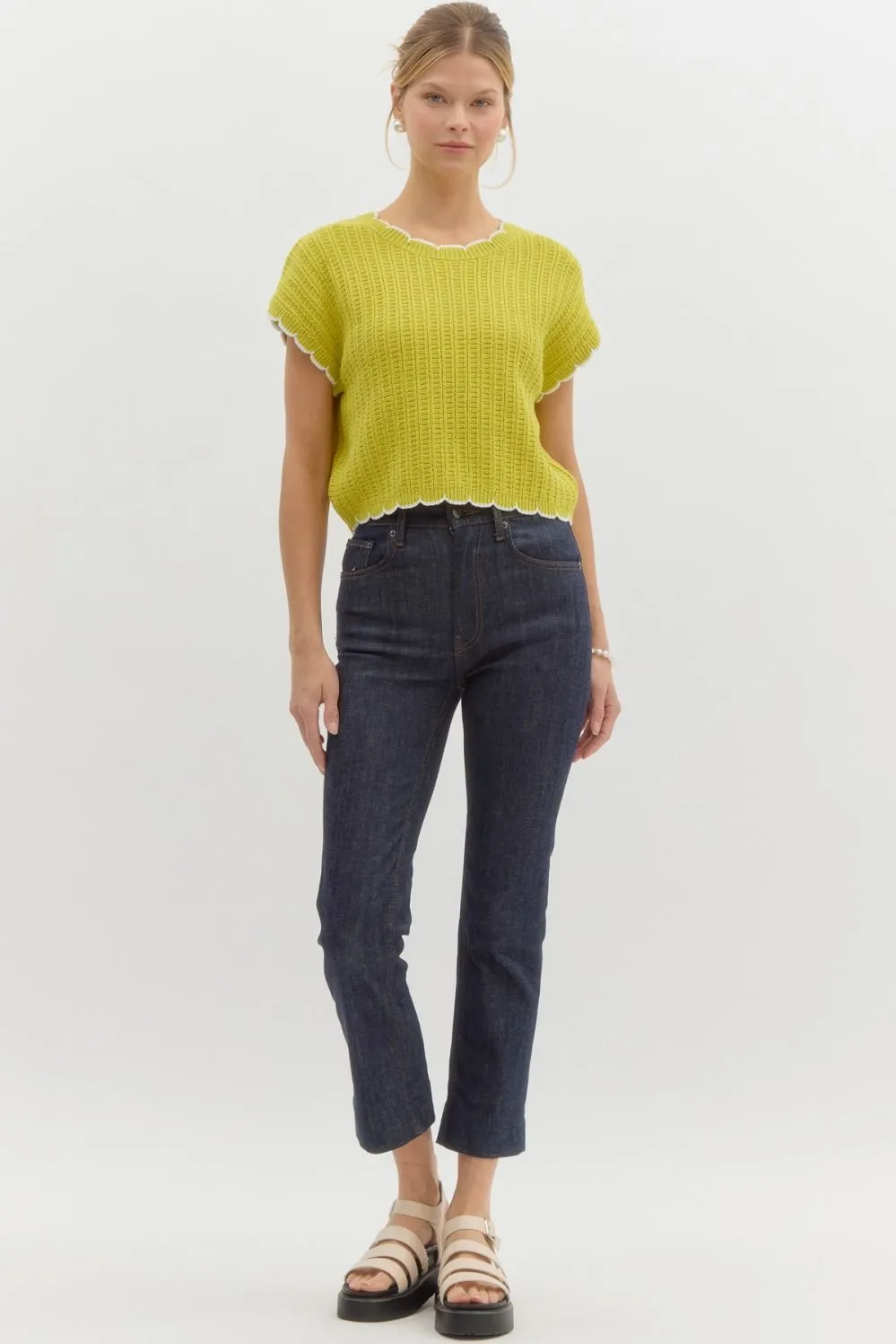 Solid Scallop Edge Top - Lime