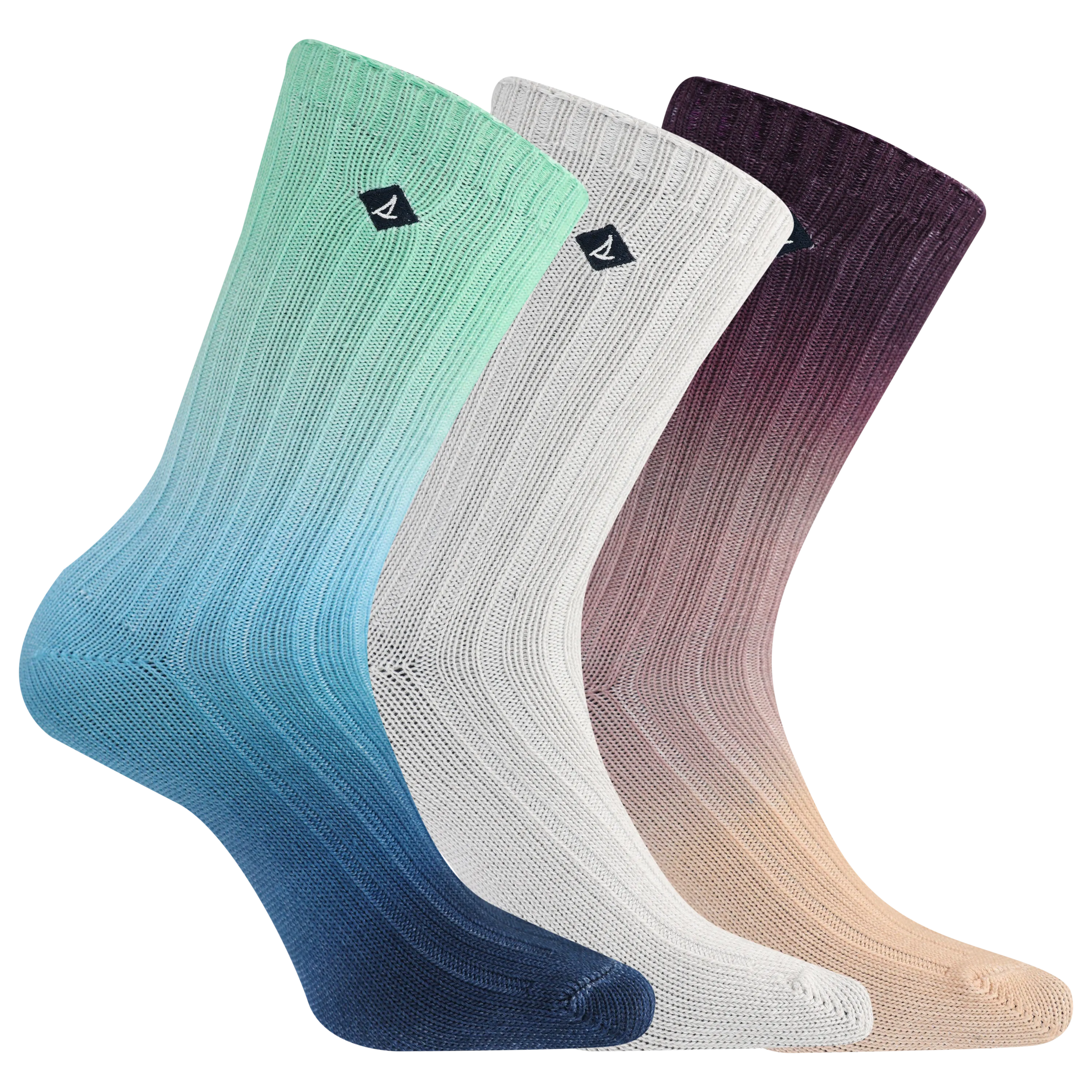 Sperry Women's Printed Ombre Crew Sock Gift Box Set 3 Pair Pack