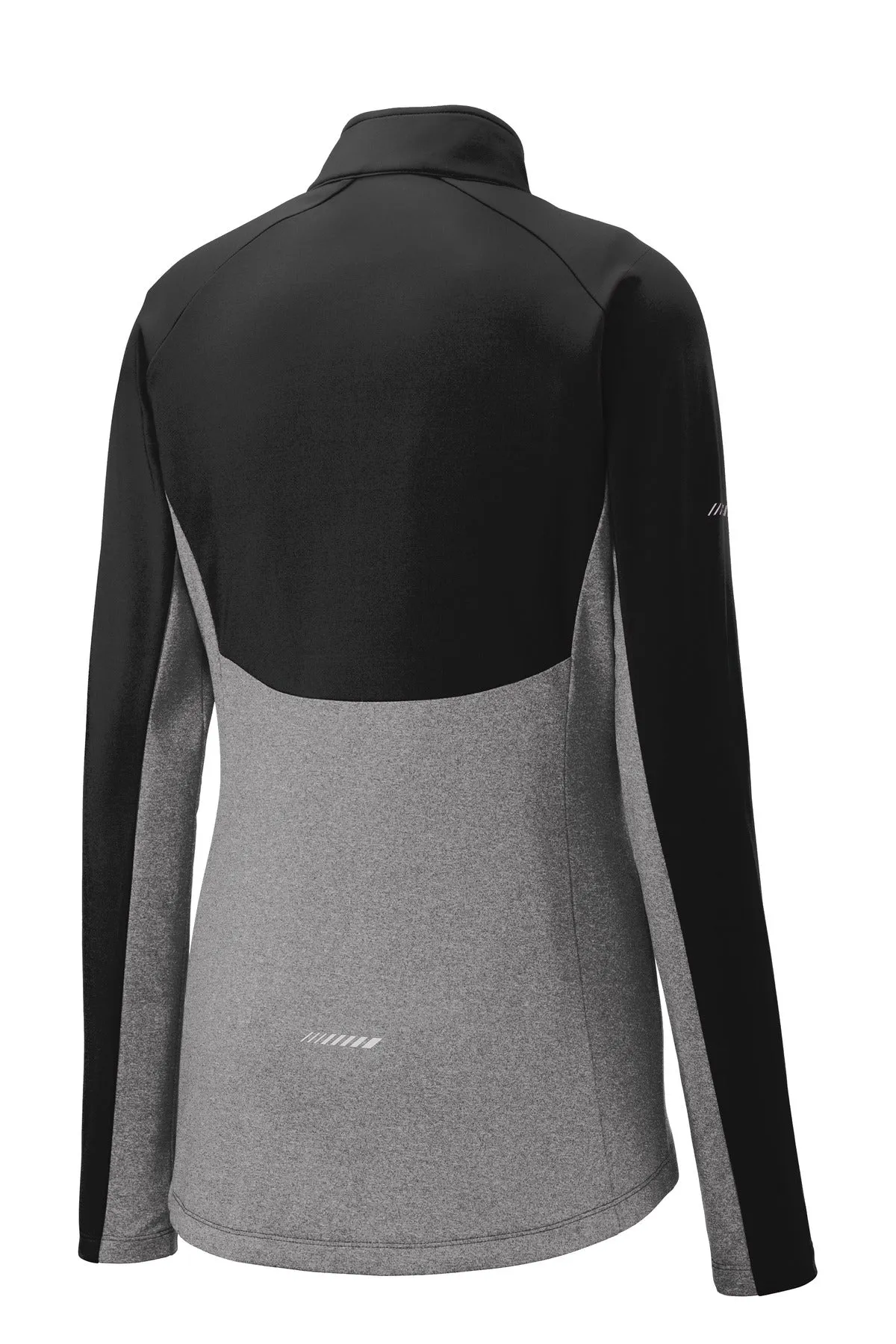 Sport-Tek Women's Sport-Wick Stretch Contrast 1/4-Zip Pullover. LST854 Black/ Charcoal Grey Heather