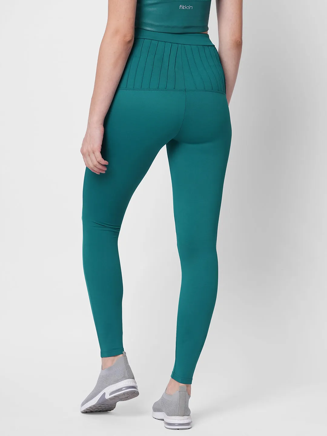 Sporty stylish pintuck teal green tights