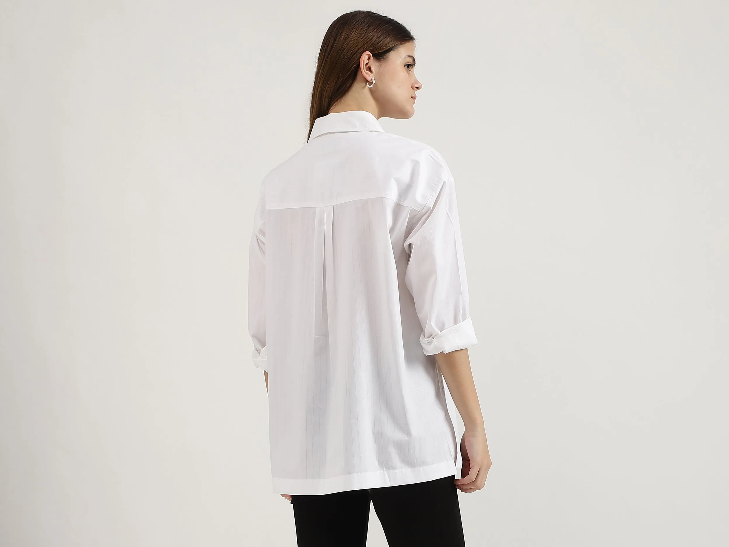 Spread Collar Striped Shirt