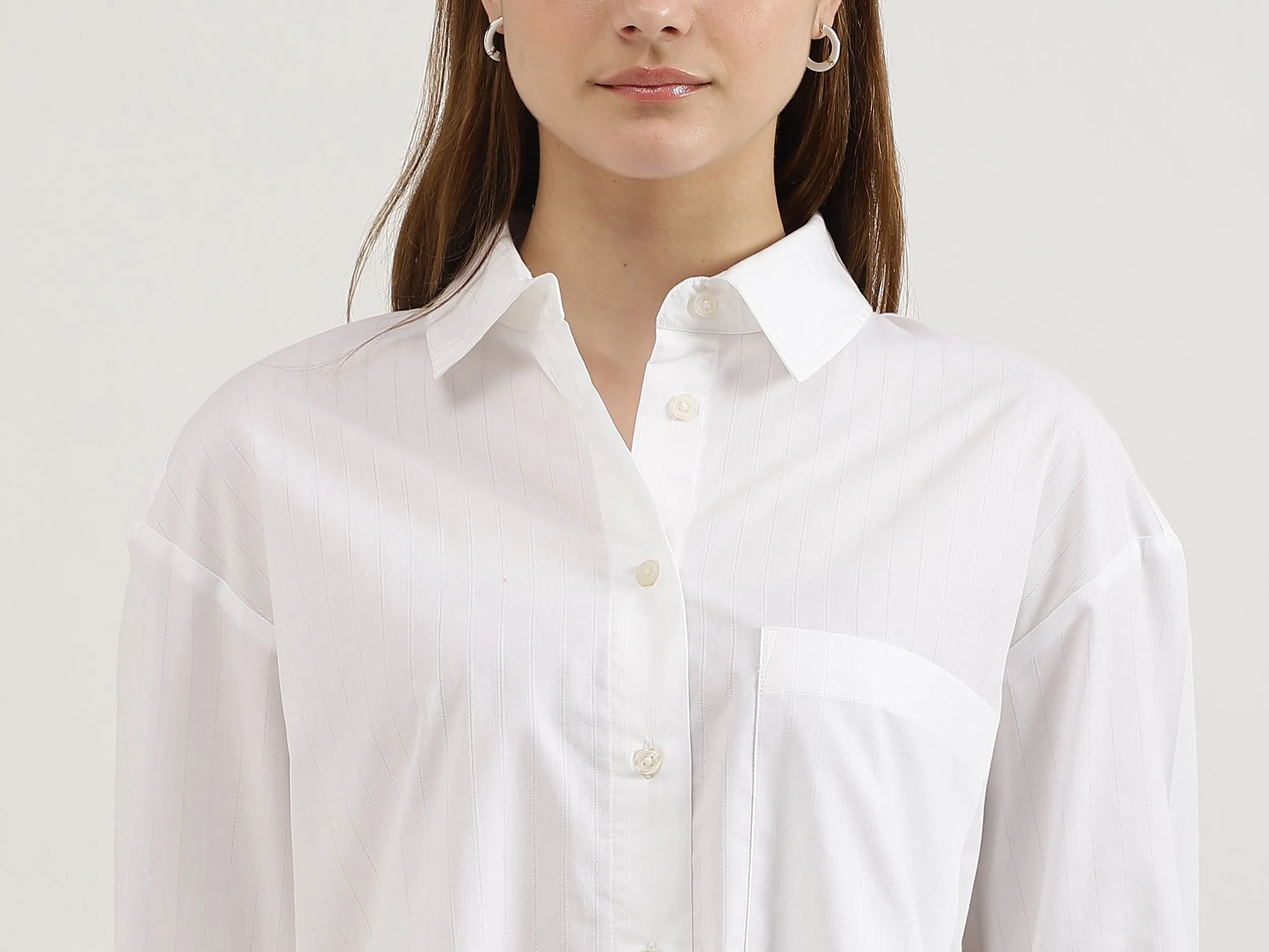 Spread Collar Striped Shirt