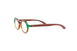 St. Barths Round Green/ Tortoise/ Brown Cherry Wood Reading Glasses