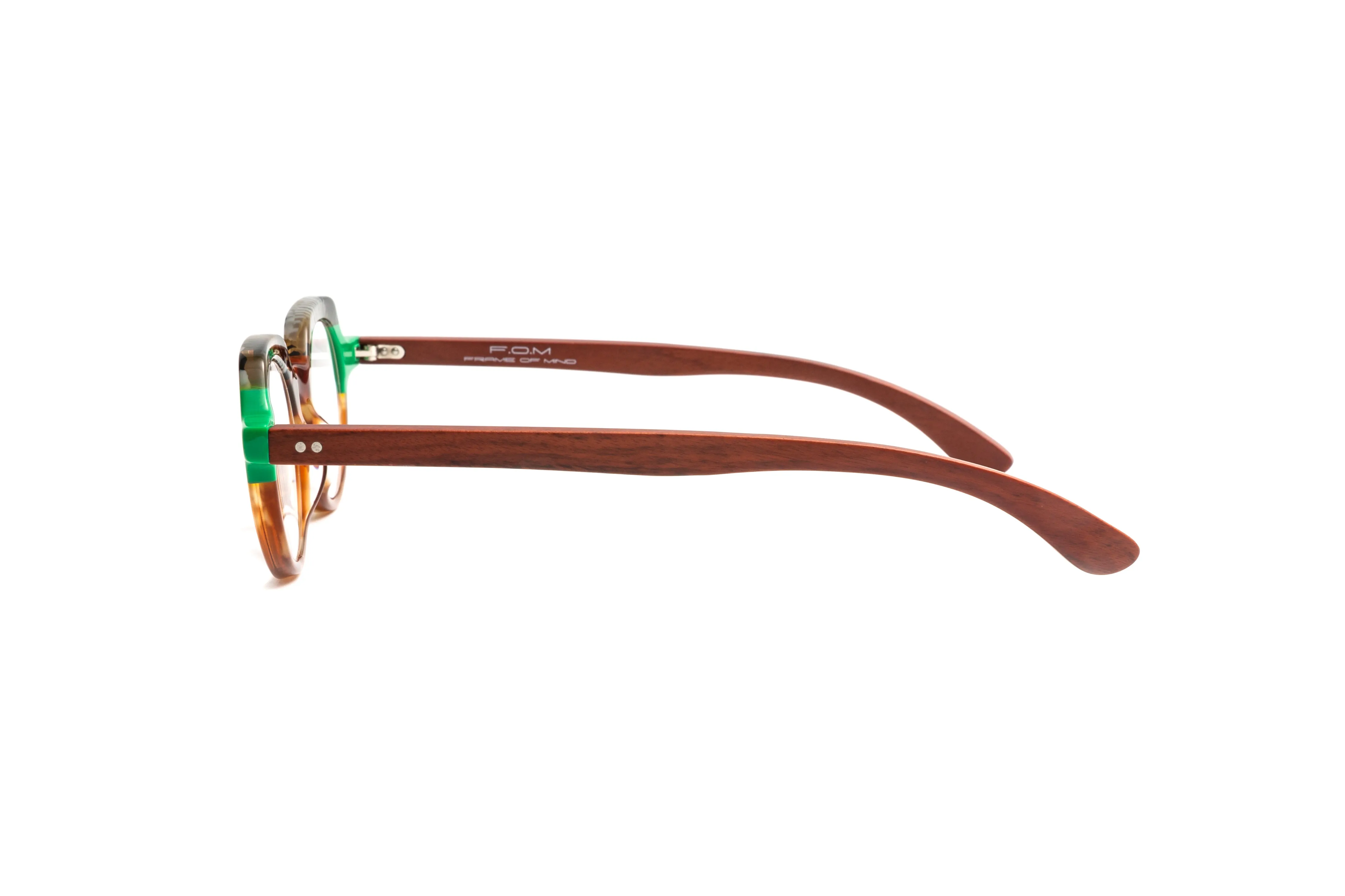 St. Barths Round Green/ Tortoise/ Brown Cherry Wood Reading Glasses