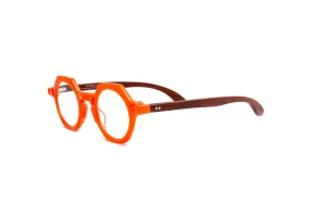 St. Moritz Round Orange/ Cherry Wood Reading Glasses