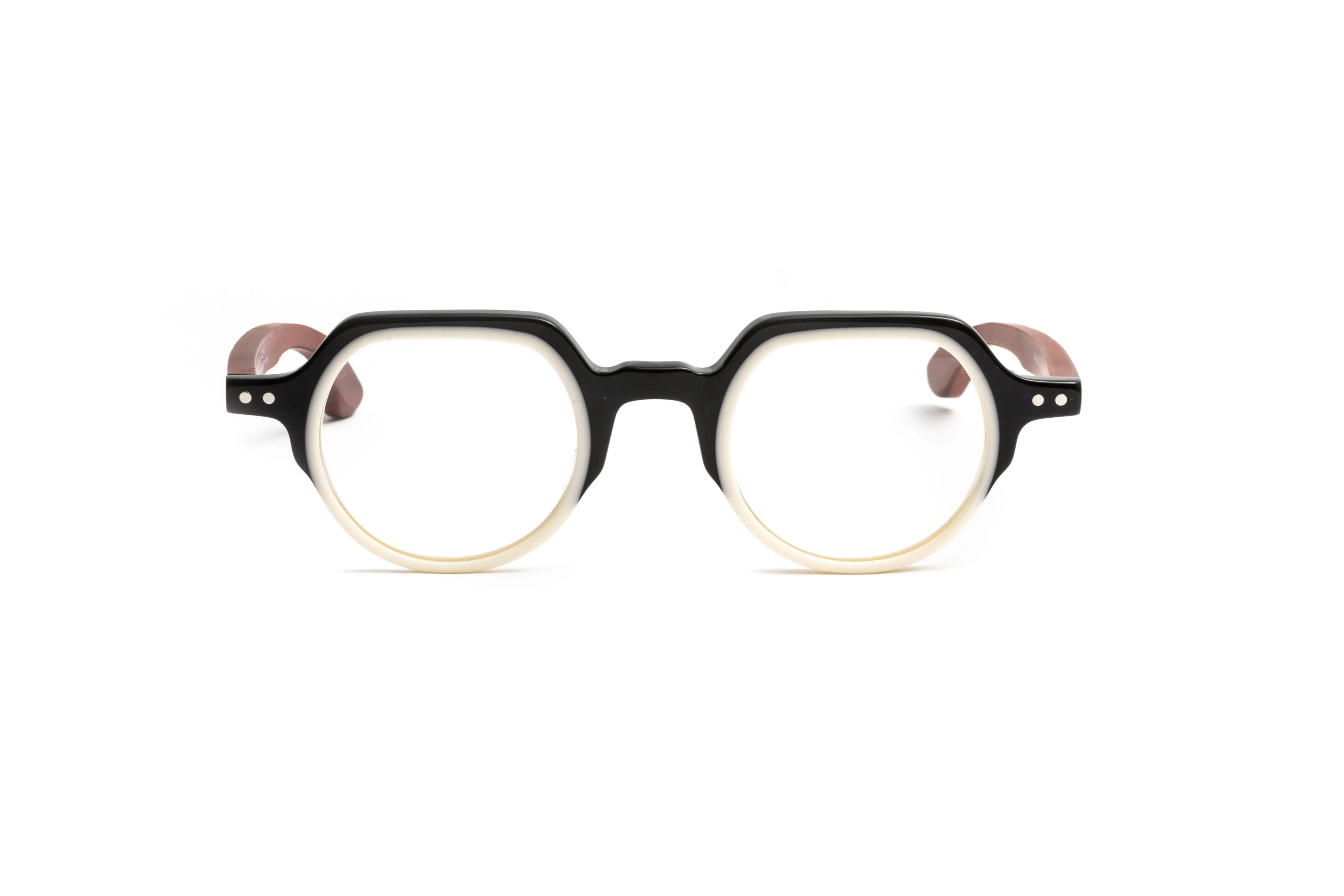 St. Tropez Round Black/ Ivory Cherry Wood Unisex Reading Glasses