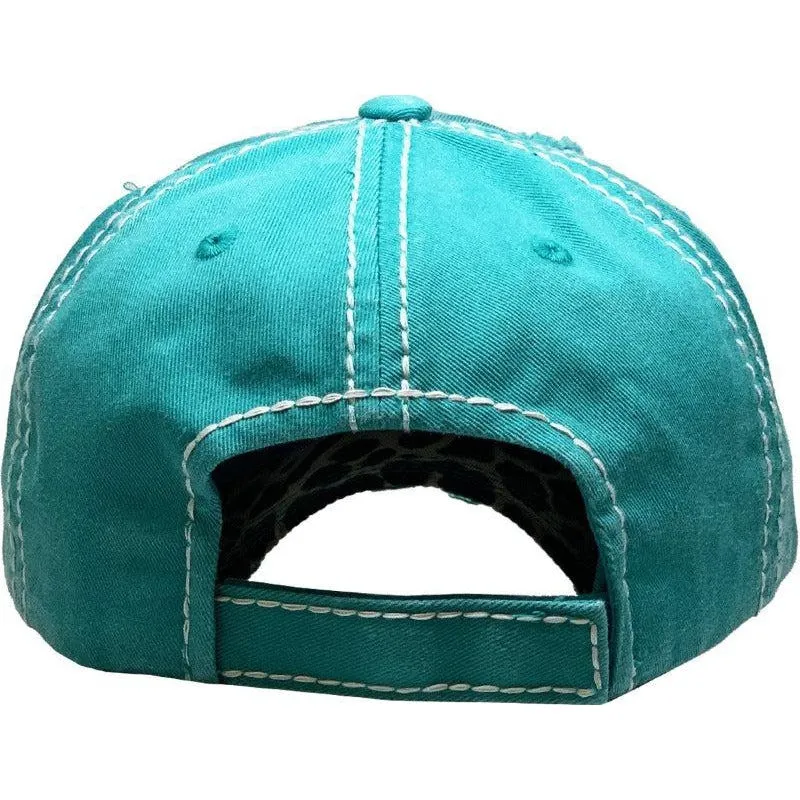 Steer Head Sunflower Vintage Blue Baseball Cap