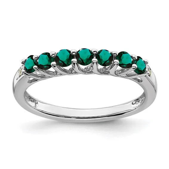 Sterling Silver Gemstone and Diamond 7-stone Ring