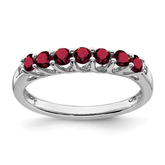 Sterling Silver Gemstone and Diamond 7-stone Ring