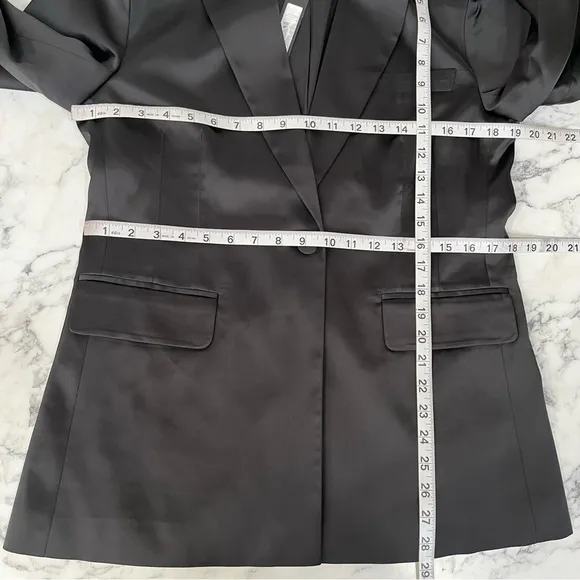 Steve Madden Womens Misha Black Satin Work One-Button Blazer Jacket Size Medium