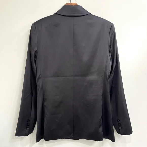 Steve Madden Womens Misha Black Satin Work One-Button Blazer Jacket Size Medium