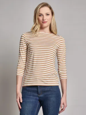 Stripe Button Shoulder Jersey Top