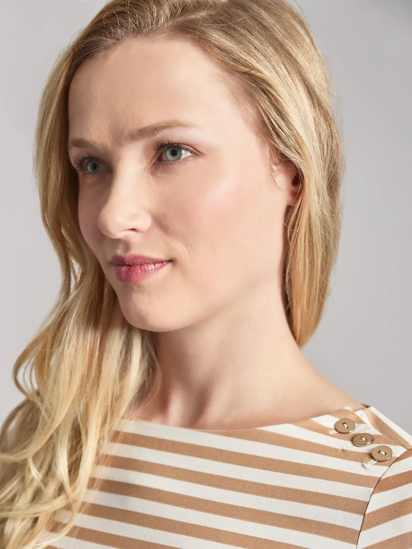 Stripe Button Shoulder Jersey Top