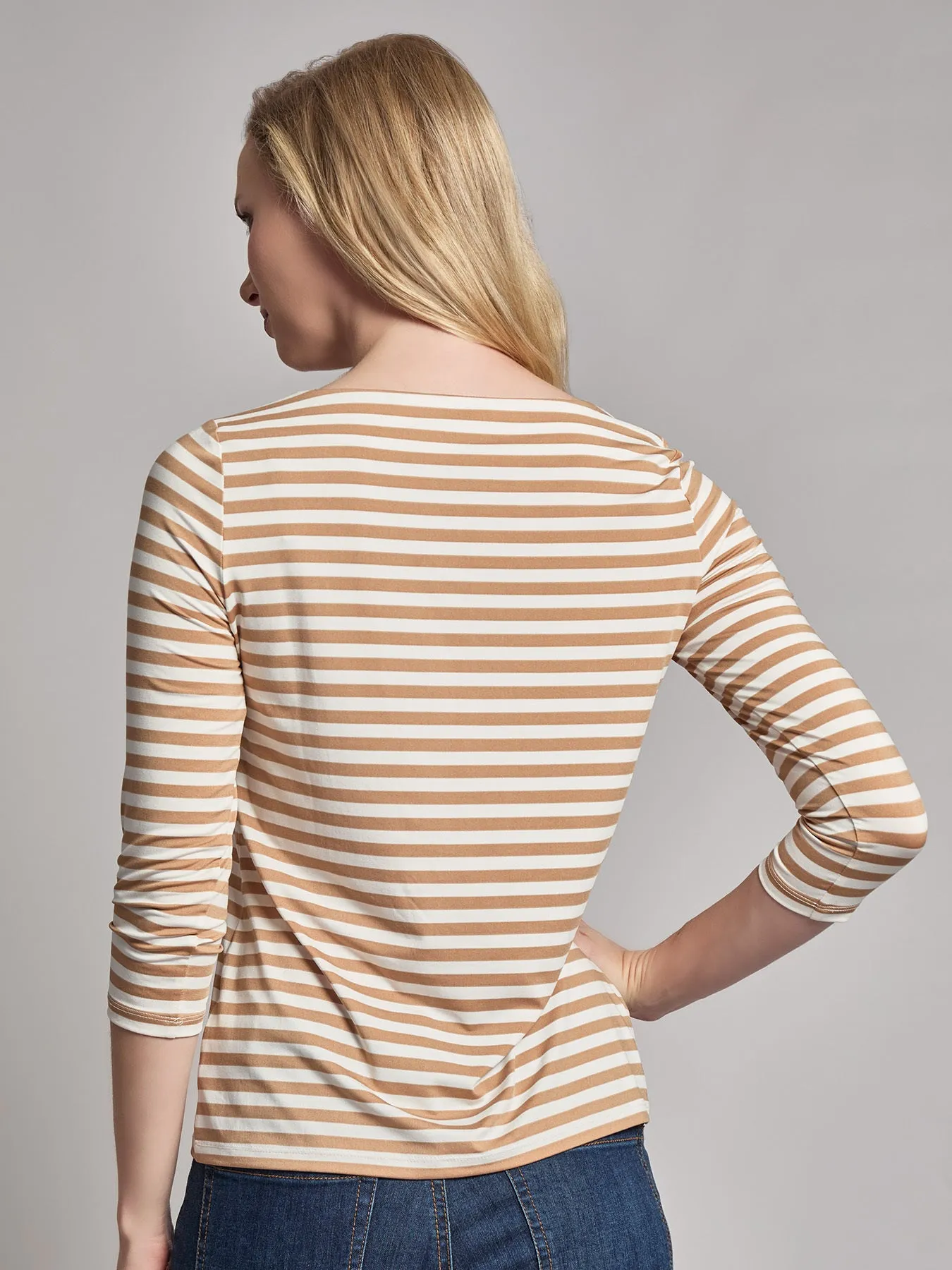 Stripe Button Shoulder Jersey Top