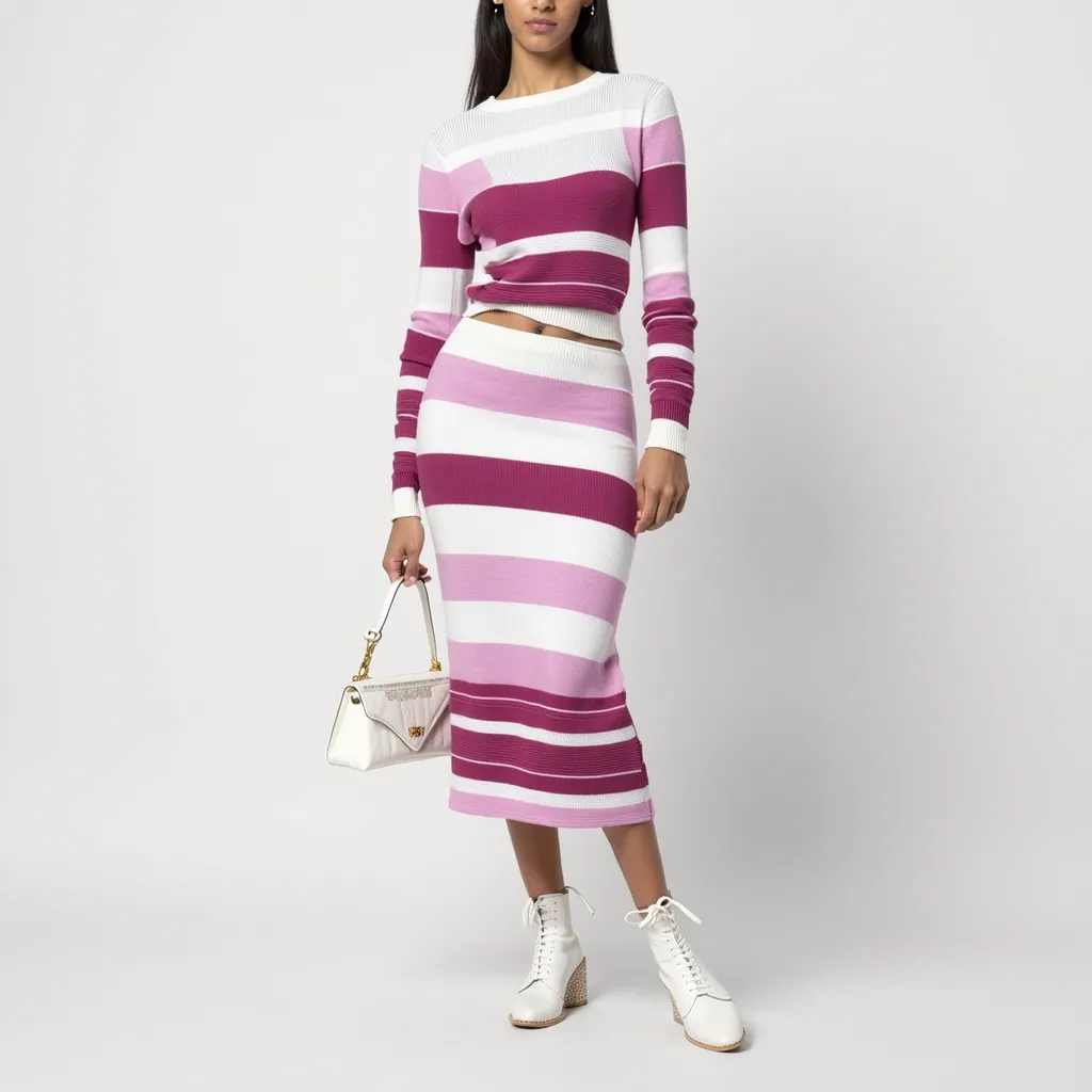 Striped knitted hip-hugging suit
