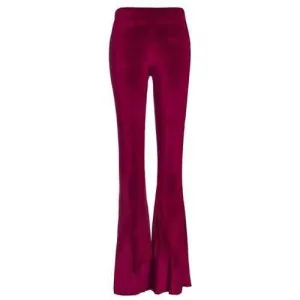 Stylish Wine Red Women's Velvet Pants - Wine Red Xl