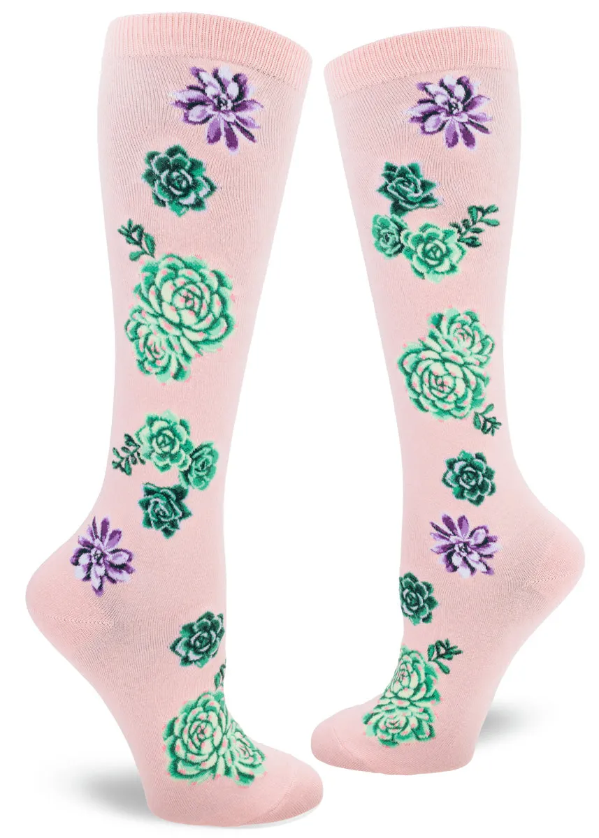 Succulent Plants Knee Socks