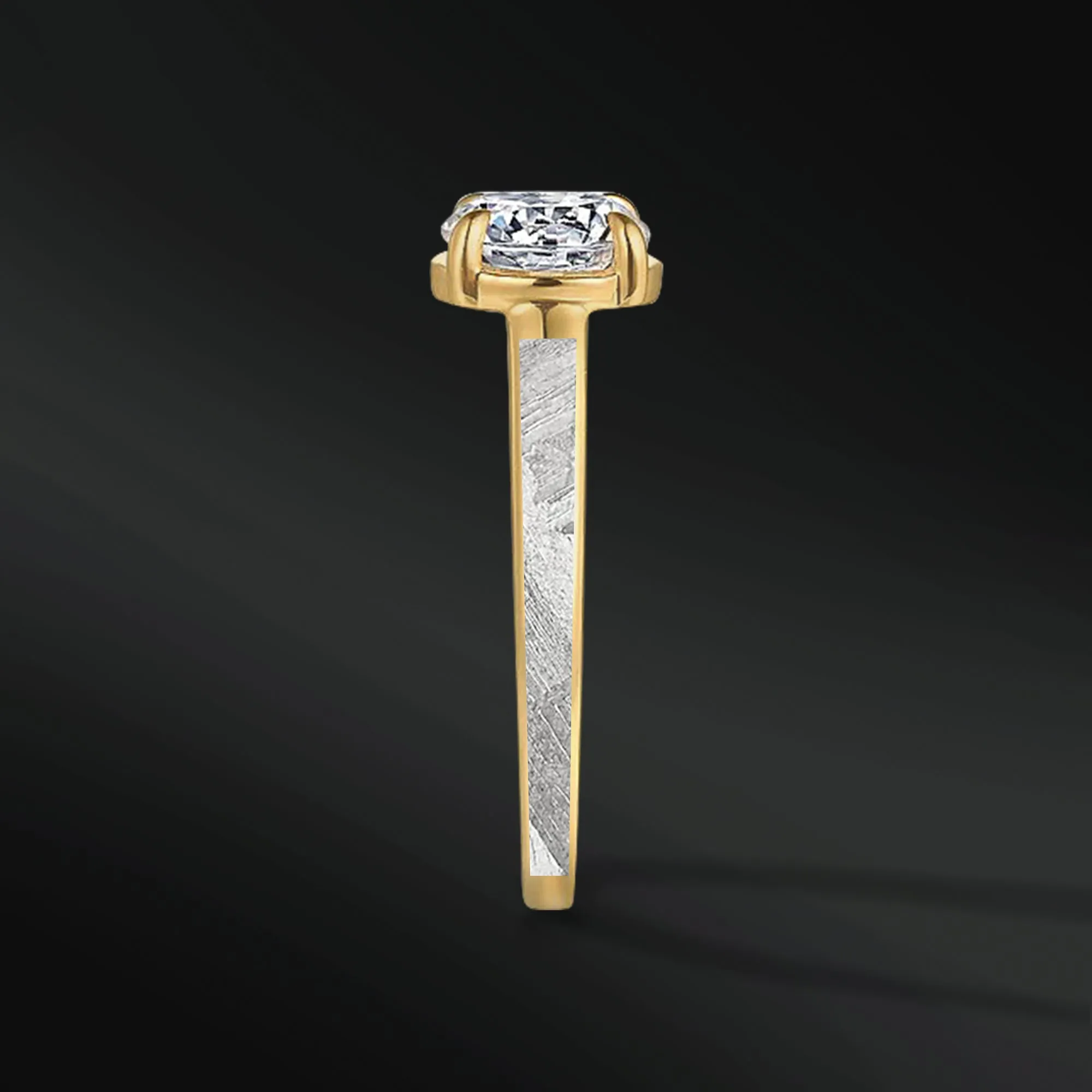 Sun - Ring Set for Women | Muonionalusta Meteorite Engagement Ring | 1.3 ct Certified Moissanite